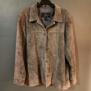 Atelier By B Thomas Sage Green Suede Leather Jacket Size XL